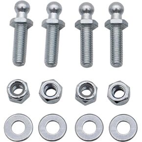 4 Pair 10mm Ball Studs with Hardware Lock Nuts Washers 5/16-18 Thread x 1" Long Shank for Gas Lift Support Strut End Fittings