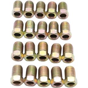 3/8-24 20pc/Set Inline Tube Nuts Finish Gold Zinc Inverted Flare Gold Zinc Fitting 3/16 Brake Line Tubing