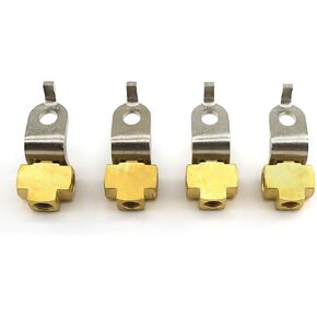 3 Way Female Brake Line Tee for 3/16" Tube with Mounting Bracket for inverted flare fittings (All 3/8"-24 threads)(Pack of 4)