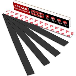 Thaibear Magnetic Strip, Flexible Magnetic Strips with Adhesive Backing (5 Pack, 12" x 1") Strong Sticky Magnetic Tape for Kitchen, Garden - Magnet Tape Strip Holder Strip for Wall