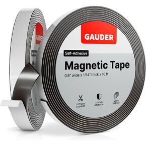 GAUDER Magnetic Tape Self Adhesive (0.8 Inch x 10 Feet) | Magnetic Strips with Adhesive Backing | Magnet Roll