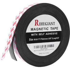RIHEGIANT Magnetic Tape - 1/2" x 16ft Flexible Magnet Strips with 3M Strong Adhesive Backing - Perfect Fridge Magnets!