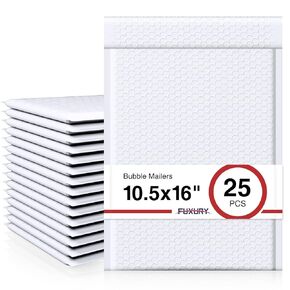 Fuxury Bubble Mailer, 8.5x12 Inch 25 Pack Self-Seal Adhesive Padded Envelopes, Water Resistant Bubble Envelopes for Mailing,Packaging,Small Business,Shipping, White #2