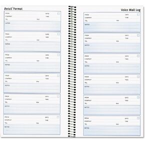 Rediform Detail Voice Mail Log, 10.625 x 5.625 Inches, 6 per Page, 600 Messages (51113), White, Each