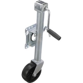 Attwood 11127-4 Fold-Up Trailer Jack, 1,000-Pound Capacity, 10-Inch Travel Lift, 24-Inch Lift, Single Wheel, Fits 3-Inch x 5-Inch Tongue