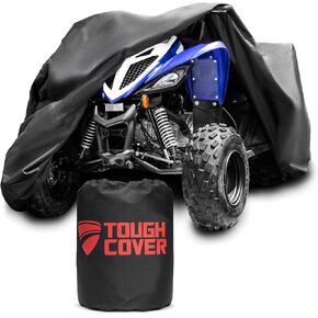 Tough Cover Basic Edition ATV Cover, Heavy Duty 210D Marine Grade Fabric, Quad Cover for Kawasaki, Honda, Polaris, Yamaha, and More. Protection Against Water, Wind, UV. 4 Wheeler Accessories (Black)