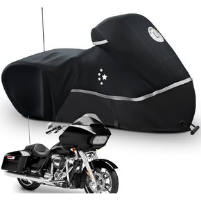 Motorcycle Cover 420D Heavy Duty All Season Universal Weather Waterproof Outdoor Protection 86" XL Vehicle Cover/Black