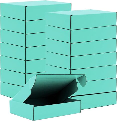 صناديق شحن من الورق المقوى، 15 عبوة من صناديق بريد صغيرة، صناديق مموجة قابلة لإعادة التدوير، صناديق تغليف هدايا للشحن، البريد، تغليف الهدايا، 9 × 6 × 2 بوصة (العشب الأخضر) in Kuwait