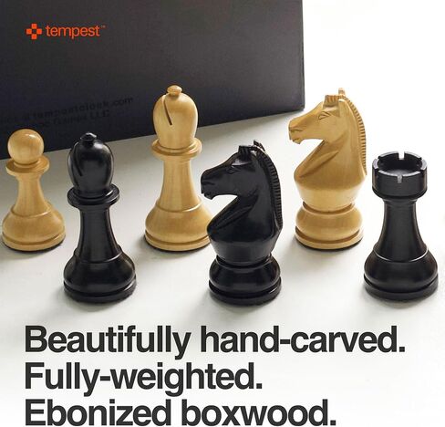 Tempest London Bundle (Set, Board, Bag, Box, Book): MagSplit Walnut & Maple Chess Board + Tempest London Tournament Chess Set + Tempest Scorebook + All-in Weatherproof Carry-all bag + Wood Storage Box in Kuwait