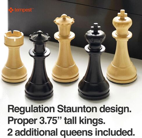 Tempest London Bundle (Set, Board, Bag, Box, Book): MagSplit Walnut & Maple Chess Board + Tempest London Tournament Chess Set + Tempest Scorebook + All-in Weatherproof Carry-all bag + Wood Storage Box in Kuwait