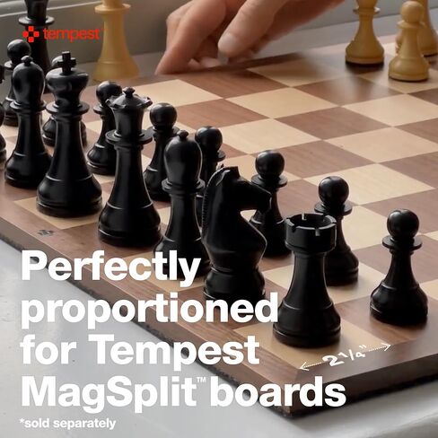 Tempest London Bundle (Set, Board, Bag, Box, Book): MagSplit Walnut & Maple Chess Board + Tempest London Tournament Chess Set + Tempest Scorebook + All-in Weatherproof Carry-all bag + Wood Storage Box in Kuwait