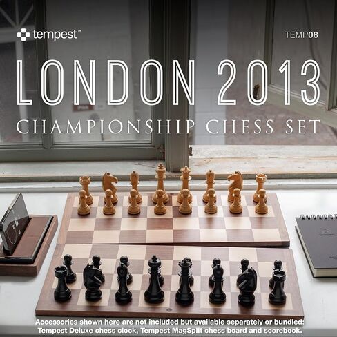 Tempest London Bundle (Set, Board, Bag, Box, Book): MagSplit Walnut & Maple Chess Board + Tempest London Tournament Chess Set + Tempest Scorebook + All-in Weatherproof Carry-all bag + Wood Storage Box in Kuwait