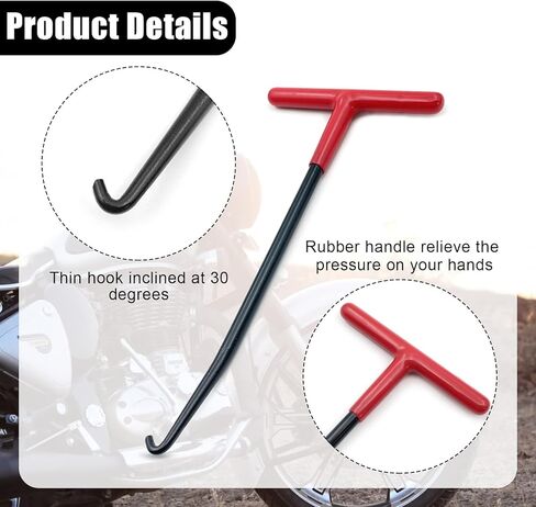 أداة خطاف زنبركية لعادم الدراجة النارية، مقبض على شكل حرف T مع طلاء مطاطي، مناسبة لإزالة الدراجة النارية الترابية، أداة التثبيت (قطعتان) in Kuwait