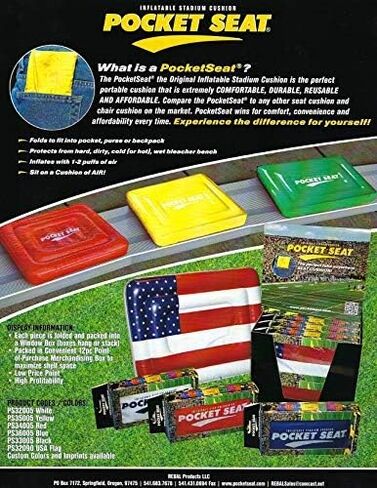 PocketSeat® Inflatable Seat Cushion, Sit on a Cushion of Air, Durable .25mm PVC Folds to fit in Pocket, Purse or Backpack in Saudi Arabia
