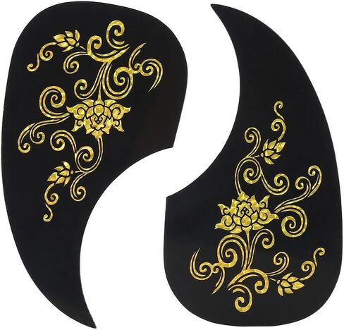 ملصق جيتار بيكجوارد من Dilwe مكون من قطعتين، واقي اختيار على شكل فاصلة لإكسسوارات الجيتار الصوتي (كرمة ذهبية) ملحقات جيتار خشبية in Kuwait