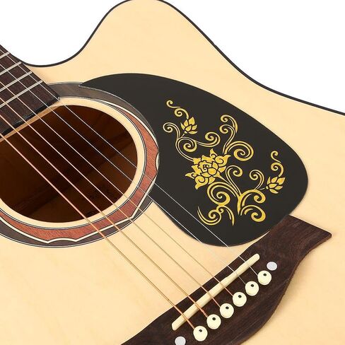 ملصق جيتار بيكجوارد من Dilwe مكون من قطعتين، واقي اختيار على شكل فاصلة لإكسسوارات الجيتار الصوتي (كرمة ذهبية) ملحقات جيتار خشبية in Kuwait