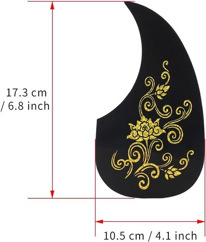 ملصق جيتار بيكجوارد من Dilwe مكون من قطعتين، واقي اختيار على شكل فاصلة لإكسسوارات الجيتار الصوتي (كرمة ذهبية) ملحقات جيتار خشبية in Kuwait