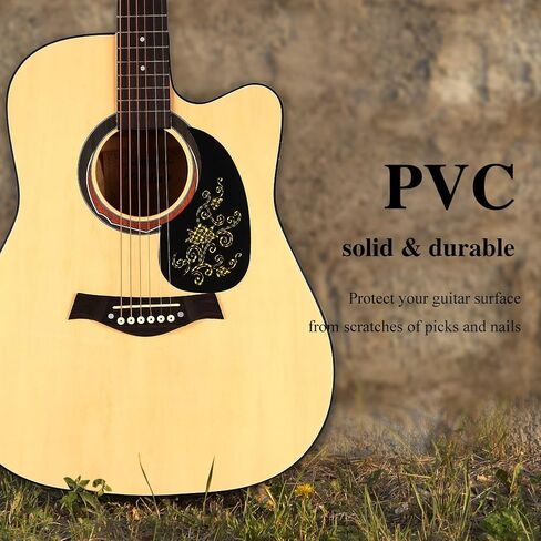 ملصق جيتار بيكجوارد من Dilwe مكون من قطعتين، واقي اختيار على شكل فاصلة لإكسسوارات الجيتار الصوتي (كرمة ذهبية) ملحقات جيتار خشبية in Kuwait