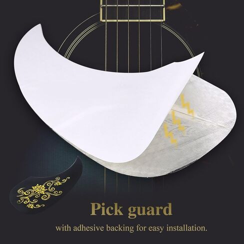 ملصق جيتار بيكجوارد من Dilwe مكون من قطعتين، واقي اختيار على شكل فاصلة لإكسسوارات الجيتار الصوتي (كرمة ذهبية) ملحقات جيتار خشبية in Kuwait
