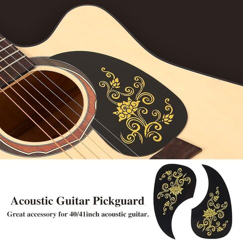 ملصق جيتار بيكجوارد من Dilwe مكون من قطعتين، واقي اختيار على شكل فاصلة لإكسسوارات الجيتار الصوتي (كرمة ذهبية) ملحقات جيتار خشبية in Kuwait