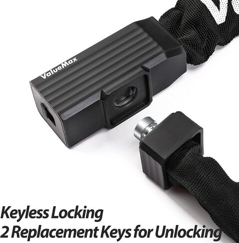 قفل سلسلة الدراجة من فاليو ماكس، مع مفتاحين قويين من الفولاذ المقاوم للصدأ، قفل سلسلة أمان عالي التحمل مضاد للسرقة بطول 3.2 قدم للدراجات/الدراجات النارية/الدراجات البخارية/الأبواب القابلة للطي in Kuwait