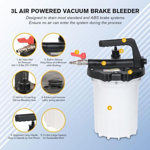 مجموعة نازف الفرامل، مضخة نازف الفرامل، مجموعة نازف الفرامل، 3 لتر مع محولات 20 قطعة وزجاجة إعادة ملء 1 لتر لجميع الموديلات المدمجة in Kuwait