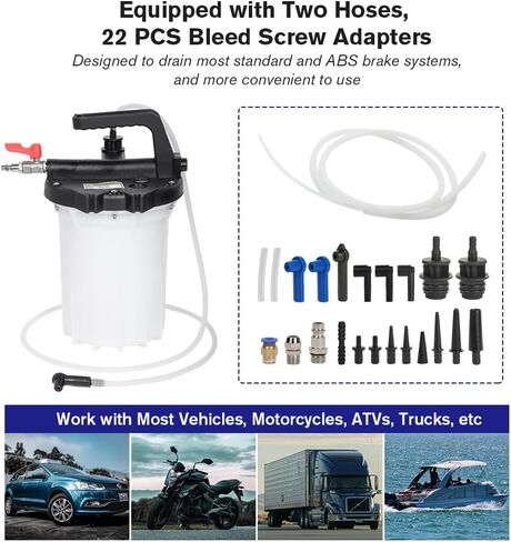 مجموعة نازف الفرامل، مضخة نازف الفرامل، مجموعة نازف الفرامل، 3 لتر مع محولات 20 قطعة وزجاجة إعادة ملء 1 لتر لجميع الموديلات المدمجة in Kuwait