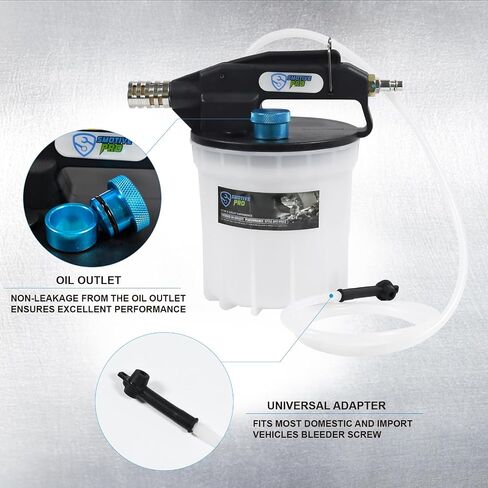 SMOTIVEPRO Pneumatic 2L Vacuum Brake Bleeder Fluid Extractor Pump Kit,Hands-Free Operation Air Pressure Brake Bleeder Tool with Adapters & 1L Refilling Bottle in Saudi Arabia