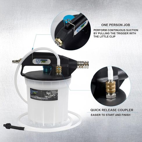 SMOTIVEPRO Pneumatic 2L Vacuum Brake Bleeder Fluid Extractor Pump Kit,Hands-Free Operation Air Pressure Brake Bleeder Tool with Adapters & 1L Refilling Bottle in Saudi Arabia