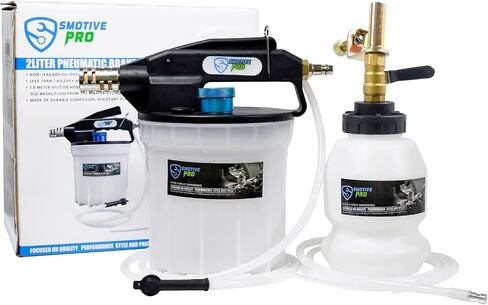 SMOTIVEPRO Pneumatic 2L Vacuum Brake Bleeder Fluid Extractor Pump Kit,Hands-Free Operation Air Pressure Brake Bleeder Tool with Adapters & 1L Refilling Bottle in Saudi Arabia