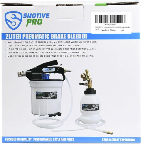 SMOTIVEPRO Pneumatic 2L Vacuum Brake Bleeder Fluid Extractor Pump Kit,Hands-Free Operation Air Pressure Brake Bleeder Tool with Adapters & 1L Refilling Bottle in Saudi Arabia