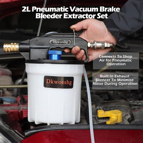 Vacuum Brake Bleeder Kit - 2L Pneumatic Brake Fluid Extractor - Power Brake & Clutch Pressure Bleeding Vacuum Pump in Kuwait