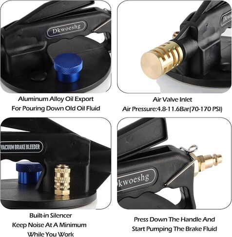 Vacuum Brake Bleeder Kit - 2L Pneumatic Brake Fluid Extractor - Power Brake & Clutch Pressure Bleeding Vacuum Pump in Kuwait