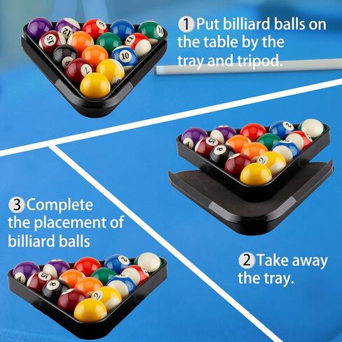 حامل كرات البلياردو 8 كرات مثلثة لكرات حمام السباحة مقاس 2-1/4 بوصة مع صينية كرات البلياردو، 8 رفوف كرات البلياردو، ملحقات طاولة البلياردو in Kuwait