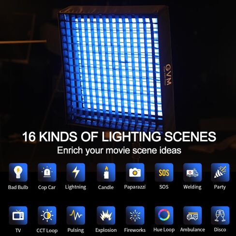 GVM 200W Flexible Led Video Light with Bluetooth Control, 360 Full Color RGB Studio Light, 2000K-10000K Foldable Photography Light with Softbox, 16 Kinds Lighting Scene, 1400pcs Led Beads in Saudi Arabia