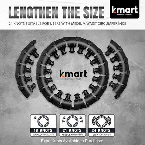 حلقات هولا الذكية من K-MART، دائرة هولا مرجحة 24 حلقة لياقة بدنية قابلة للفصل مع كرة دوارة أوتوماتيكية 360 درجة، تدليك، لياقة البالغين لفقدان الوزن in Kuwait