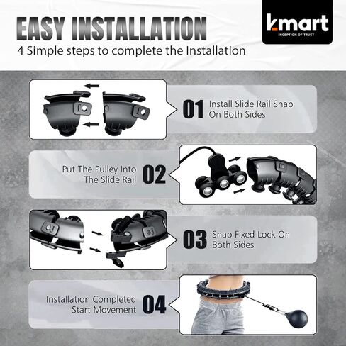 حلقات هولا الذكية من K-MART، دائرة هولا مرجحة 24 حلقة لياقة بدنية قابلة للفصل مع كرة دوارة أوتوماتيكية 360 درجة، تدليك، لياقة البالغين لفقدان الوزن in Kuwait
