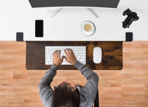 ETHU Keyboard Tray Under Desk, 26.77" X 11.81" Large Size Keyboard Tray with C Clamp-on Mount Easy to Install, Computer Keyboard Stand, Ergonomic Keyboard Tray for Home and Office (Carbon) in Saudi Arabia