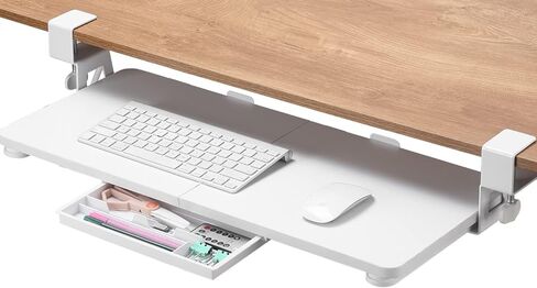 ETHU Keyboard Tray Under Desk, 26.77" X 11.81" Large Size Keyboard Tray with C Clamp-on Mount Easy to Install, Computer Keyboard Stand, Ergonomic Keyboard Tray for Home and Office (Carbon) in Saudi Arabia