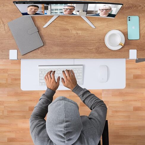 ETHU Keyboard Tray Under Desk, 26.77" X 11.81" Large Size Keyboard Tray with C Clamp-on Mount Easy to Install, Computer Keyboard Stand, Ergonomic Keyboard Tray for Home and Office (Carbon) in Saudi Arabia