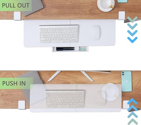 ETHU Keyboard Tray Under Desk, 26.77" X 11.81" Large Size Keyboard Tray with C Clamp-on Mount Easy to Install, Computer Keyboard Stand, Ergonomic Keyboard Tray for Home and Office (Carbon) in Saudi Arabia