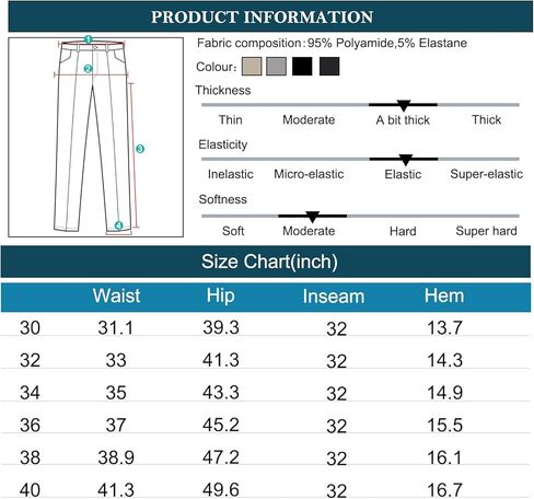 بنطال جولف رجالي مع 5 جيوب 30 بوصة/32 بوصة مقاس نحيف قابل للتمدد سريع الجفاف للمشي لمسافات طويلة للرجال in Kuwait