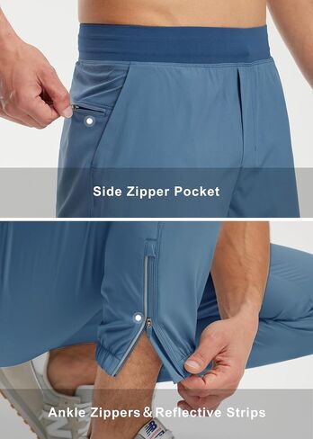 Libin Men's Joggers Pants Lightweight Quick Dry Workout Athletic Pants Running Hiking Pants with Side Zipper Pocket in Saudi Arabia