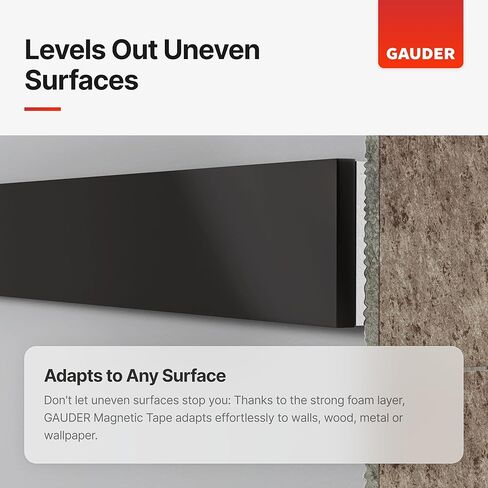 شريط مغناطيسي قوي جدًا من GAUDER | شرائط مغناطيسية ذاتية اللصق للغاية (طول 10 × عرض 0.8 × سمك 1/9 بوصة) | لفة المغناطيس in Kuwait