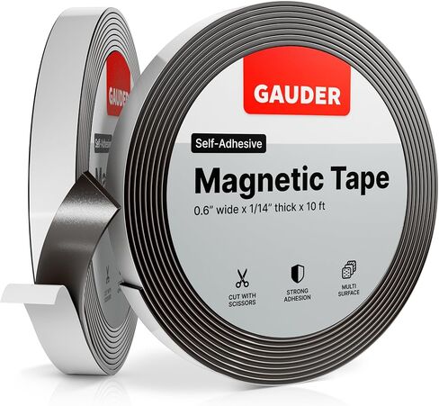شريط مغناطيسي ذاتي اللصق من GAUDER (0.6 بوصة × 10 قدم) | شرائط مغناطيسية ذات دعامة لاصقة | لفة المغناطيس in Saudi Arabia