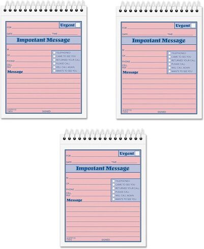 TOPS 2-Part Carbonless Phone Message Book, 4.25 x 6 Inches, Top Spiral Binding - 3 PACK in Saudi Arabia