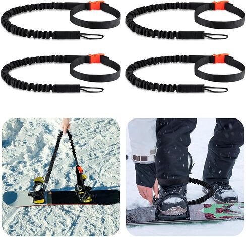 Snowboard Leash Snowboard Binding Straps Black Snowboard Binding Leash Cord for Men Women Kids Snowboarding in Saudi Arabia