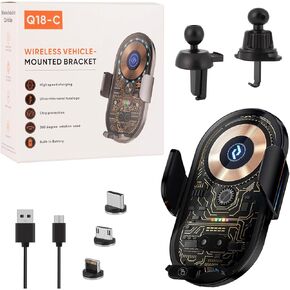 Wireless Car Charger with Phone Holder Mount Car Phone Holder Mount Wireless Charging 15W Fast Charging Auto-Clamping Car Charger Phone Mount Air Vent fit for All Android Smartphone (Black)