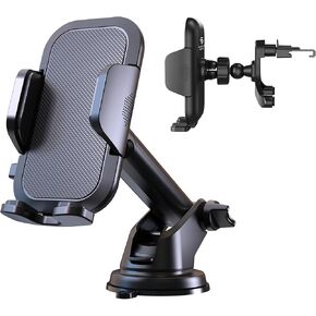 Gloria's Choice Car Phone Holder - Ultimate 3 in 1 Car Accessories Phone Holders for Your Car, [Strong Suction] Car Phone Mount, [Hands-Free] Cell Phone Car Mount, Phone Mount for Car, Fit All Phones