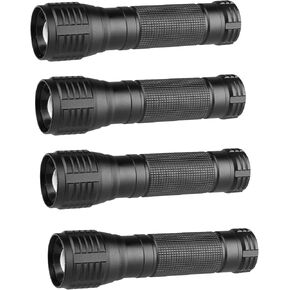 Military Grade Tactical 3 Mode 3000 Lumens Waterproof Zoomable LED Flashlight,4-Pack